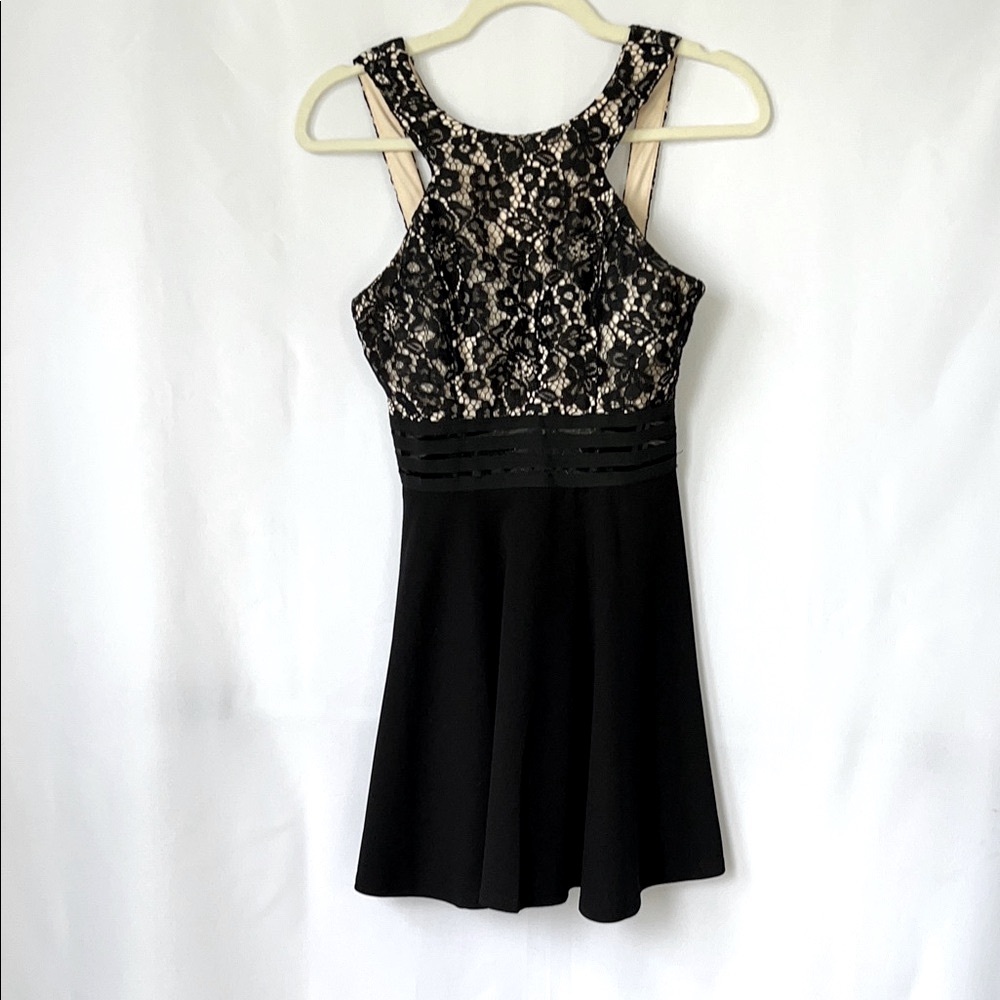 Speechless Black and Cream Lace Mini Dress